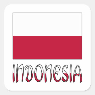 インドネシアの国旗とインドネシア スクエアシール