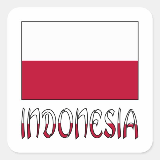 インドネシアの国旗とインドネシア スクエアシール (正面)