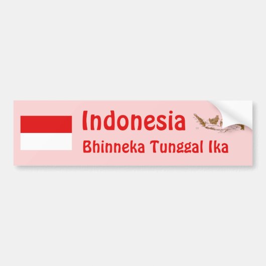 インドネシアの国旗と地図ステッカー バンパーステッカー (正面)