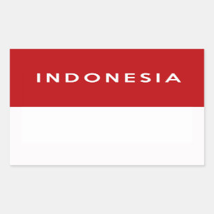 インドネシアの国旗の文字の名前 長方形シール