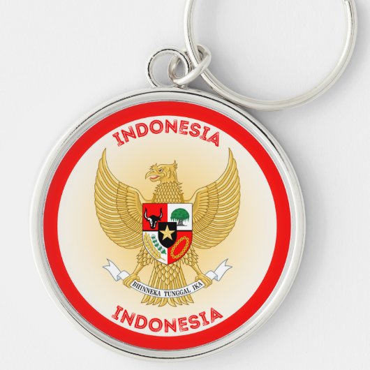 インドネシアの国章をモチーフにした円形デザイン キーホルダー (正面)