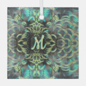 インドネシアの孔雀パターン顧客。モノグラムオーナメント ガラスオーナメント (正面)