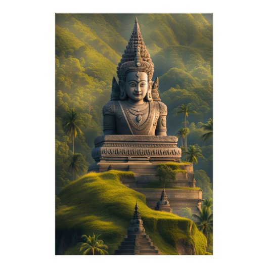 インドネシアの山と仏  フォトプリント            (正面)