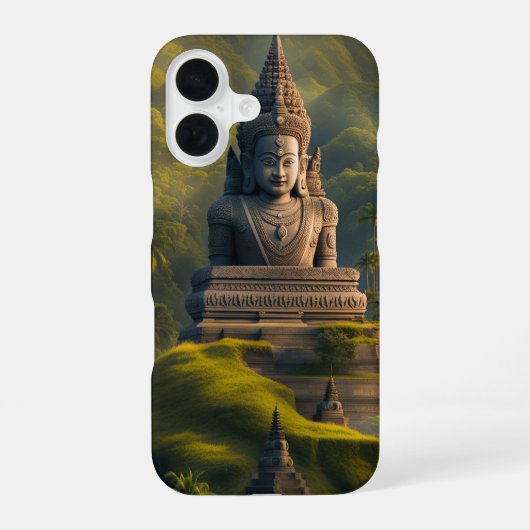 インドネシアの山と仏  iPhone 16ケース (裏面)