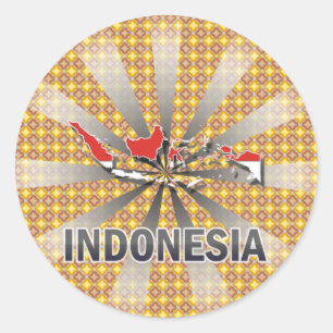 インドネシアの旗の地図2.0 ラウンドシール