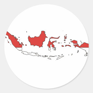 インドネシアの旗の地図 ラウンドシール