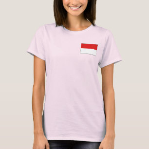 インドネシアの旗 + 地図のTシャツ Tシャツ