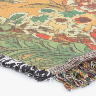 インドネシアろうけつ染めバリスタイルイエローオレンジ スローブランケット