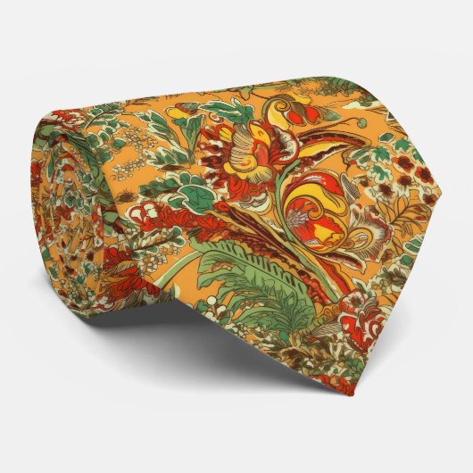 インドネシアろうけつ染めバリスタイルイエローオレンジ ネクタイ (ロール)