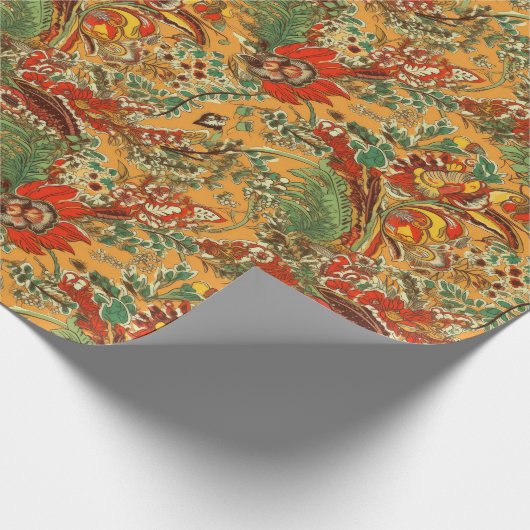 インドネシアろうけつ染めバリスタイルイエローオレンジ ラッピングペーパー (角)