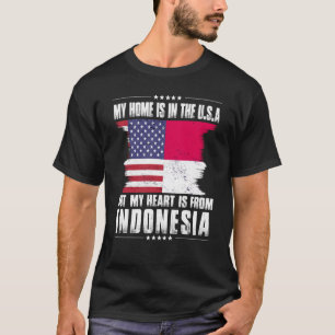 インドネシアアメリカン誇りを持ったパトリオット育ちホームハート Tシャツ
