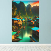 インドネシアスモール魚釣りヴィレッジ キャンバスプリント (インサイチュ (ウッドフロア))