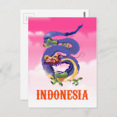 インドネシアドラゴンレトロ旅行ポスター ポストカード (正面/裏面)