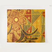 インドネシアブラウンろうけつ染めフローラウォールタペストリー タペストリー (正面(横))