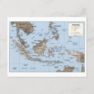 インドネシアモダンの地図 ポストカード