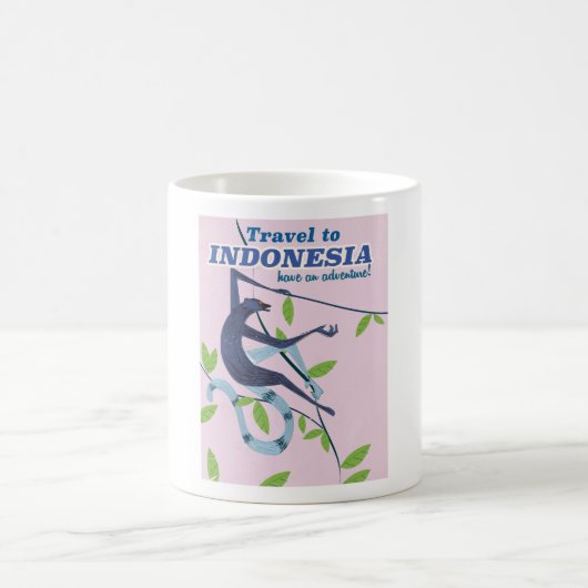 インドネシアモンキーバケーションビンテージポスターへの旅行 コーヒーマグカップ (中央)