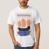 インドネシアヴィンテージスタイル旅行ポスター Tシャツ (正面)