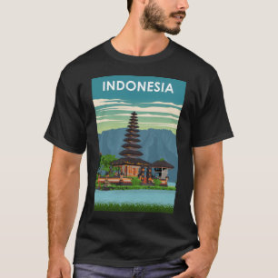 インドネシアヴィンテージミニマルレトロ旅行ポスター Tシャツ