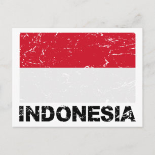インドネシアヴィンテージ国旗 ポストカード