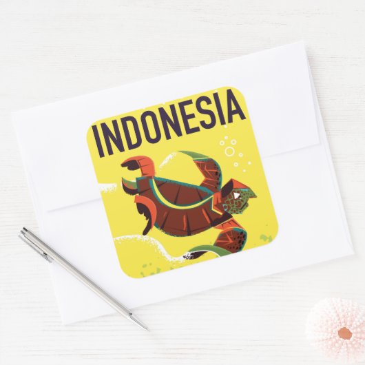インドネシアヴィンテージ旅行ポスタープリント スクエアシール (封筒)
