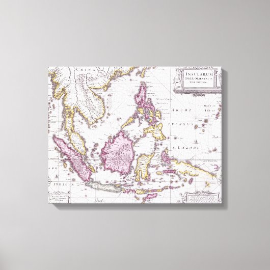 インドネシア中国の地図 | 1710 キャンバスプリント (正面)
