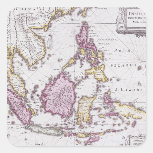 インドネシア中国の地図 | 1710 スクエアシール (正面)