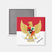 インドネシア国旗とインドネシアの休日/スポーツファン マグネット (正面/裏面)