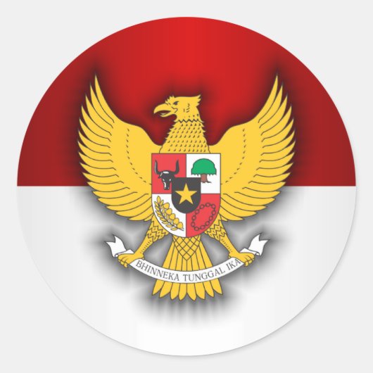 インドネシア国旗とエンブレム ラウンドシール (正面)