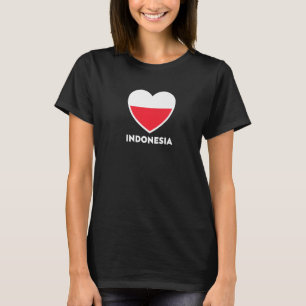 インドネシア国旗のハート Tシャツ