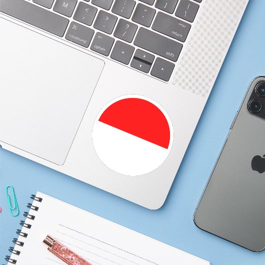 インドネシア国旗の丸いシール シール (ノートパソコンとiPhone)