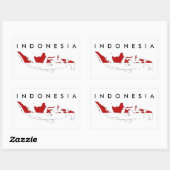 インドネシア国旗の地図の形状シルエット 長方形シール (シート)