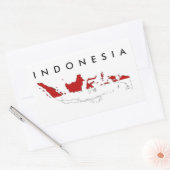 インドネシア国旗の地図の形状シルエット 長方形シール (封筒)