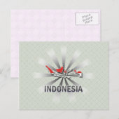 インドネシア国旗の地図2.0 ポストカード (正面/裏面)