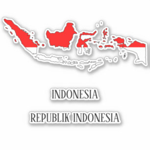 インドネシア国旗の地図 シール