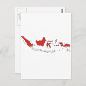 インドネシア国旗の地図 ポストカード (正面/裏面)