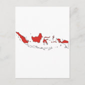 インドネシア国旗の地図 ポストカード (正面)