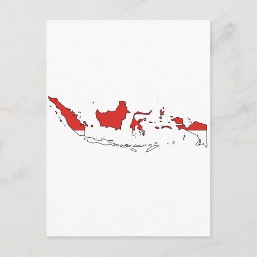 インドネシア国旗の地図 ポストカード (正面)