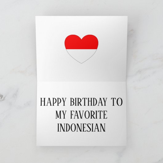 インドネシア国旗の愛国的誕生日 カード (内部)