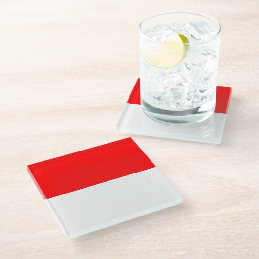 インドネシア国旗を掲げたガラスコアスター ガラスコースター (アングル)