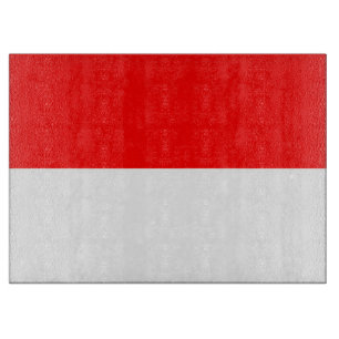 インドネシア国旗を掲げたガラス板 カッティングボード
