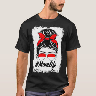 インドネシア国旗インドネシアのママMessy Bun Mom Life Tシャツ