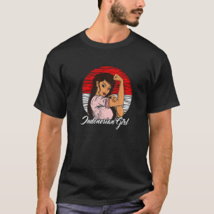 インドネシア国旗インドネシア人女性 Tシャツ