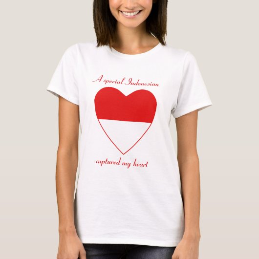 インドネシア国旗スイートハートTシャツ Tシャツ (正面)