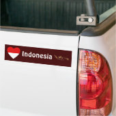 インドネシア国旗ハート型と地図ステッカー バンパーステッカー (トラック上)