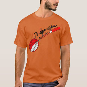 インドネシア国旗バドミントン・ラケット支持インドネ Tシャツ