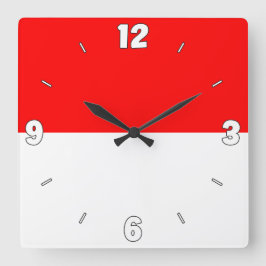 インドネシア国旗番号赤白愛国  スクエア壁時計