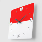 インドネシア国旗番号赤白愛国  スクエア壁時計 (傾斜)