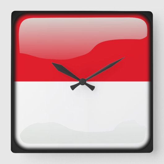 インドネシア国旗 スクエア壁時計 (正面)