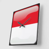 インドネシア国旗 スクエア壁時計 (傾斜)