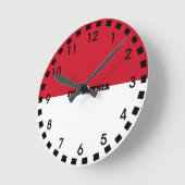 インドネシア国旗 ラウンド壁時計 (傾斜)